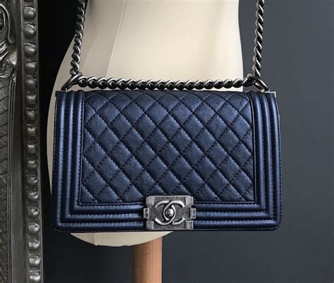 chanel boy blue black|navy blue Chanel boy bag.